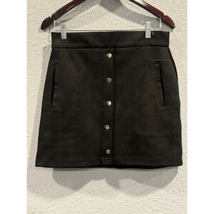 Hyfive Hyfive Women's Faux Suede Skirt, Black, Sz Large